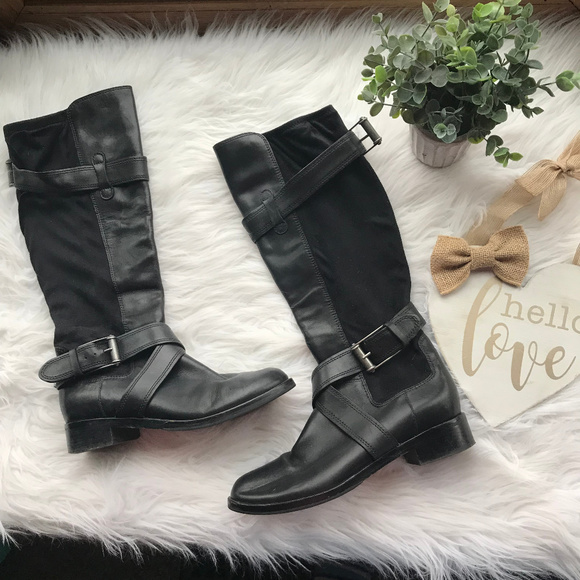 Cole Haan Shoes - Cole Haan Leather Stretch Buckle Moto Boots 7B